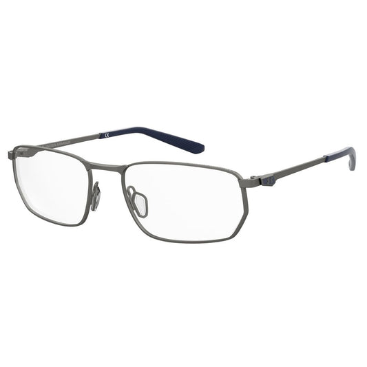 Under Armour Gray Metal Frames with rectangular lenses and a sleek design, perfect for men. Size: 55/18/140 mm.