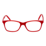 Andy Wolf Red Unisex Glasses Frame with full-rim red acetate, 50-15-135 size, rectangular style, shown with demo lenses and branded case.