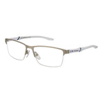BMW Motorsport Silver Men Glasses Frame, half-rim metal rectangle design with demo lenses, includes branded case.