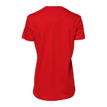 Dolce & Gabbana Red Plain Short Sleeves Crew Neck Top T-shirt