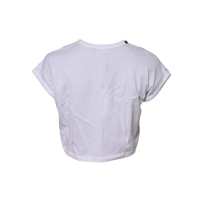 Dolce & Gabbana White Cotton Crew Neck Cropped Top T-shirt