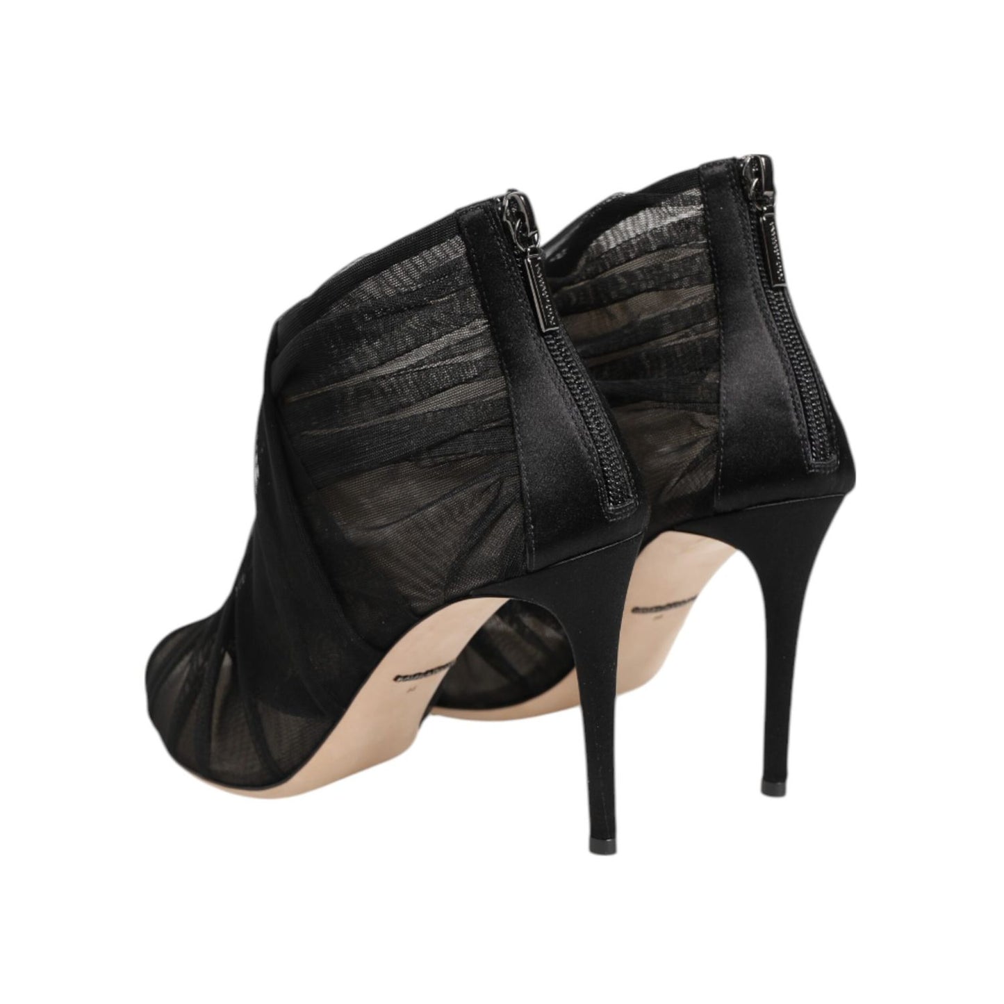 Dolce & Gabbana Black Mesh Stiletto Heels Ankle Boots Shoes