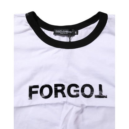 Dolce & Gabbana White Cotton Crew Neck Cropped Top T-shirt