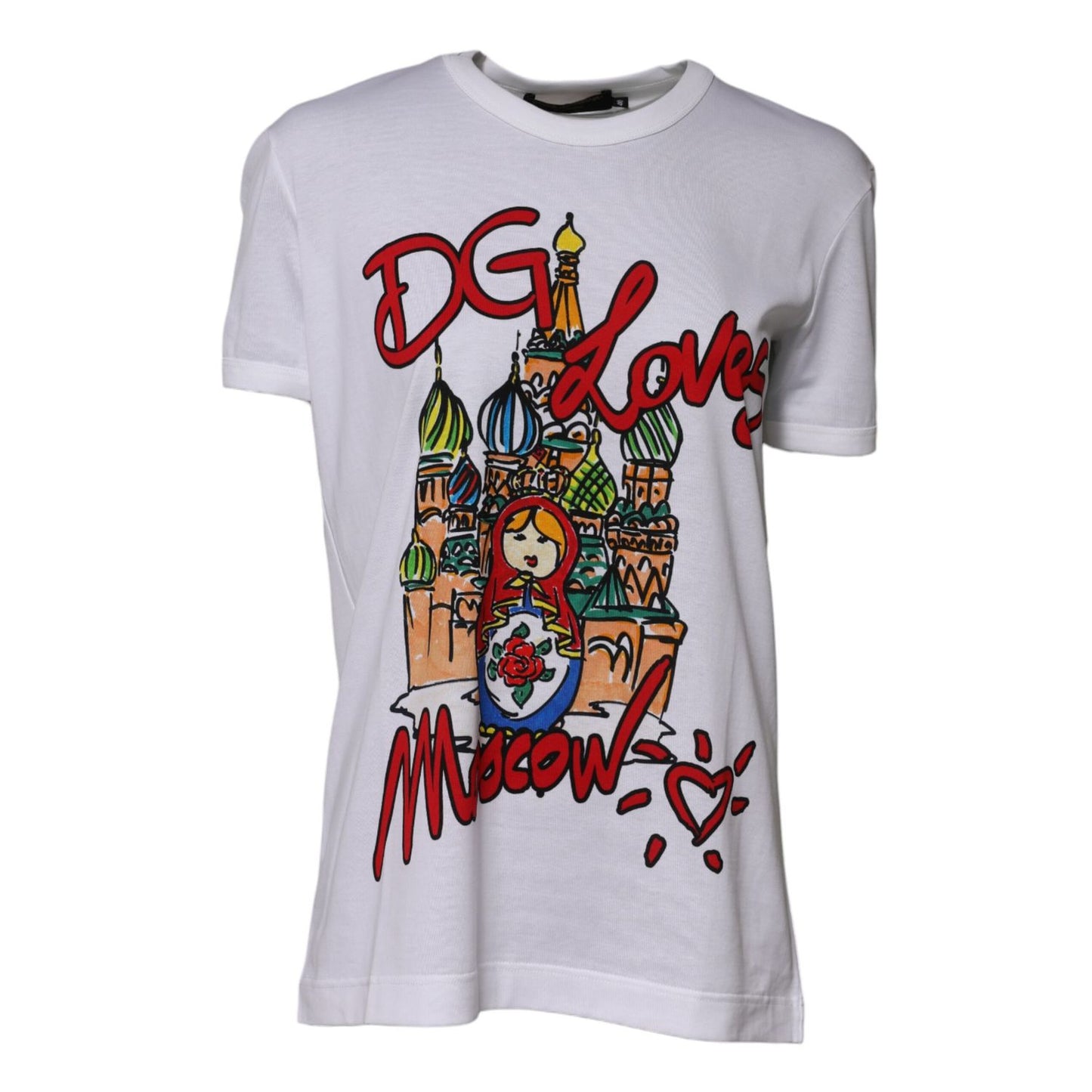 Dolce & Gabbana White DG Loves Moscow Cotton Crew Neck T-shirt