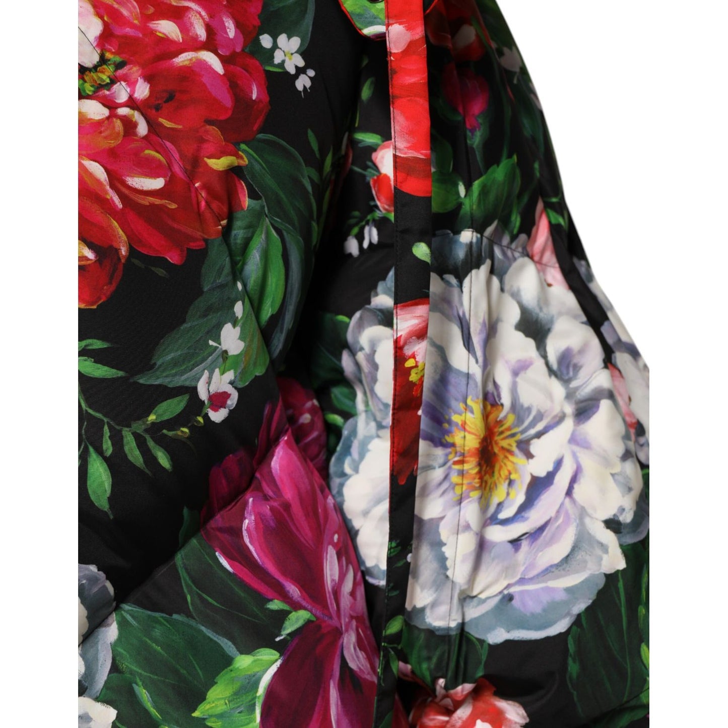Dolce & Gabbana Multicolor Floral Hooded Puffer Coat Jacket