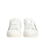 Dolce & Gabbana White Gray Leather Low Top Sneakers Shoes