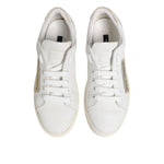 Dolce & Gabbana White Gray Leather Low Top Sneakers Shoes