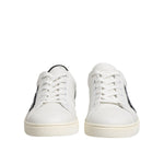 Dolce & Gabbana White Black Leather Low Top Sneakers Shoes