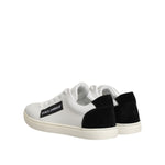 Dolce & Gabbana White Black Leather Low Top Sneakers Shoes