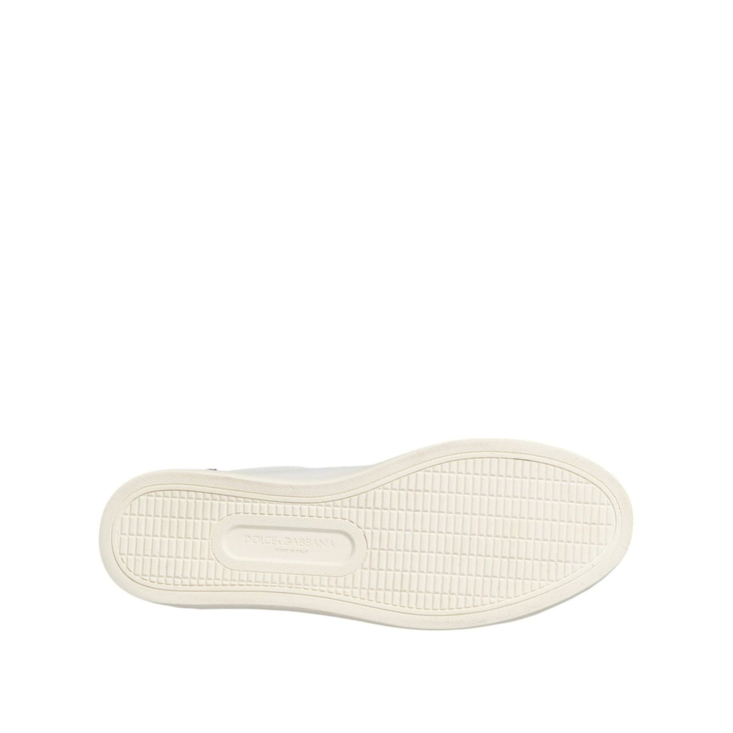 Dolce & Gabbana White Black Leather Low Top Sneakers Shoes