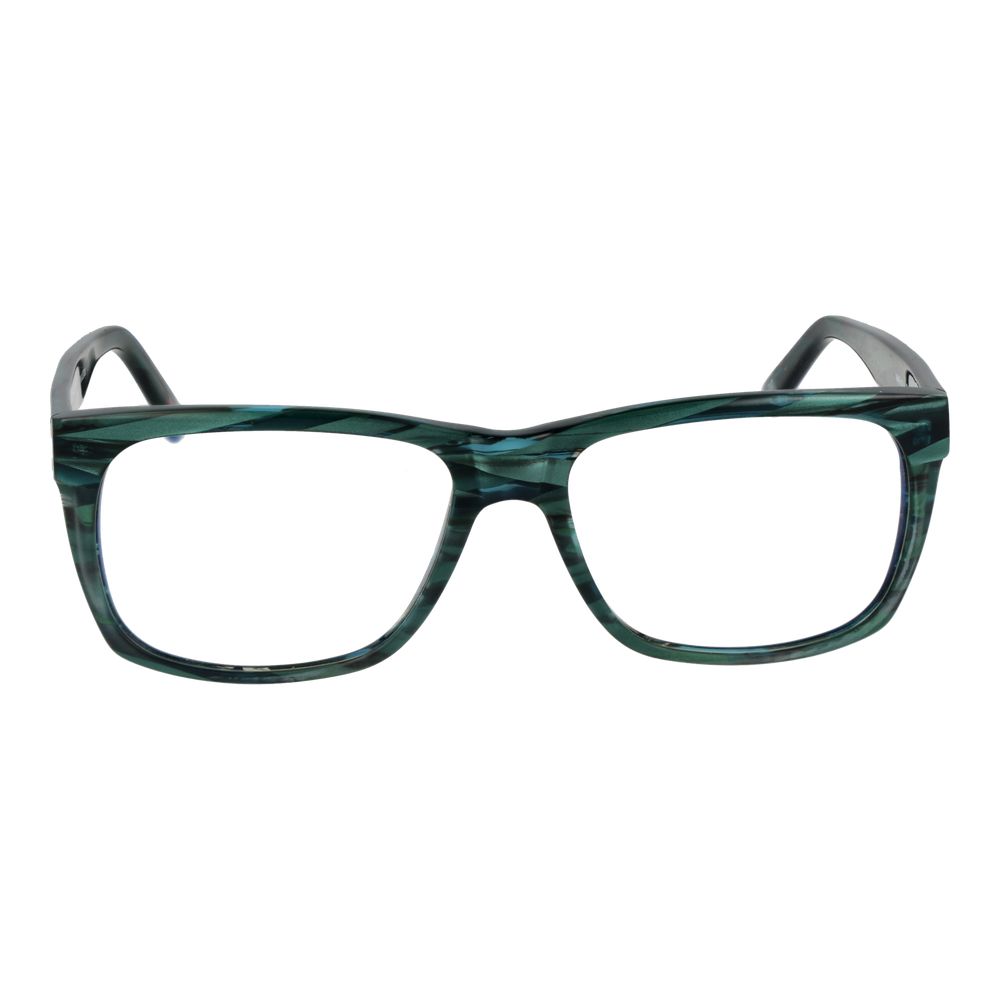 Andy Wolf Green Unisex Glasses Frame in full-rim acetate with rectangle shape, sizes 55-15-145, includes branded case.