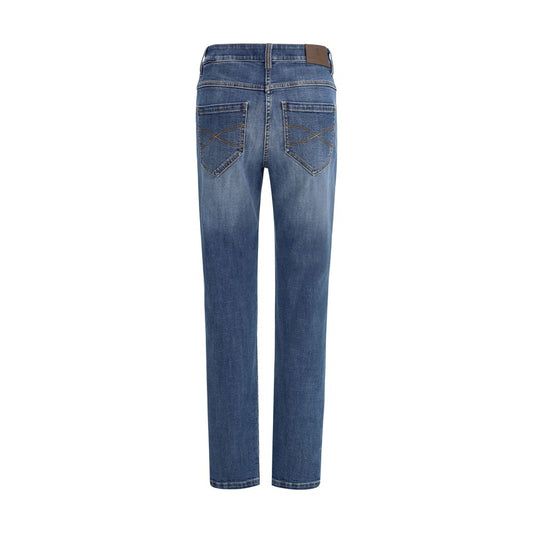 Back view of Brunello Cucinelli Skinny Jeans with shiny jewel details and practical five-pocket design for a slimming silhouette.