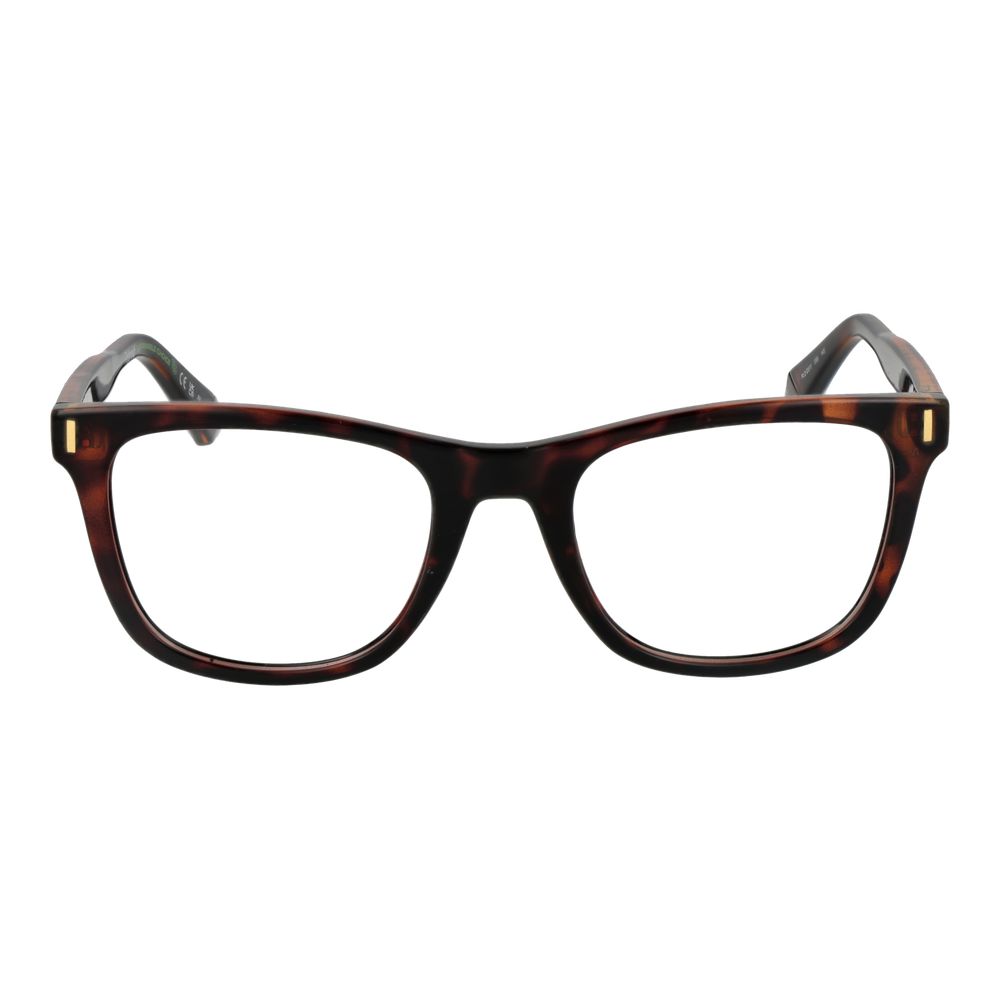 Polaroid Brown Women Glasses Frame in polyester full-rim, rectangle style with demo lenses.