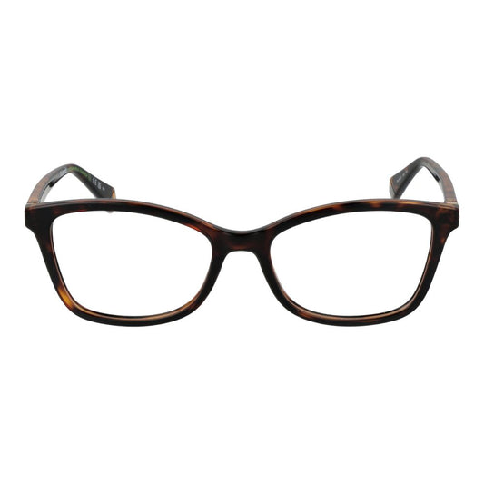 Polaroid Brown Women Glasses Frame, full-rim polyamide rectangular style, lens size 53-17-145, includes branded case, demo lenses.
