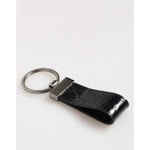 Dolce & Gabbana Black Leather Logo Metal Ring Keychain Holder Men Keyring SMY10704