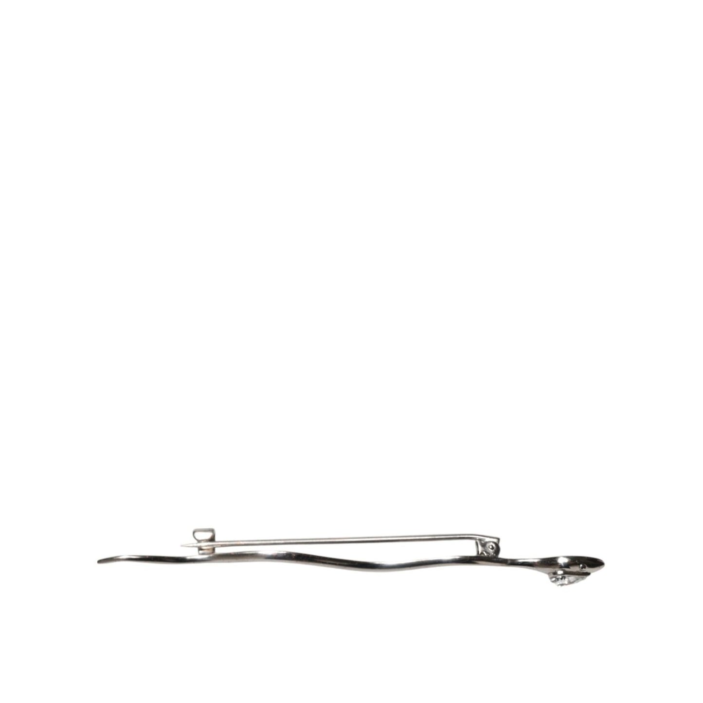 Dolce & Gabbana Silver Brass Crystal Spilla Serpente Mens Brooch Pin
