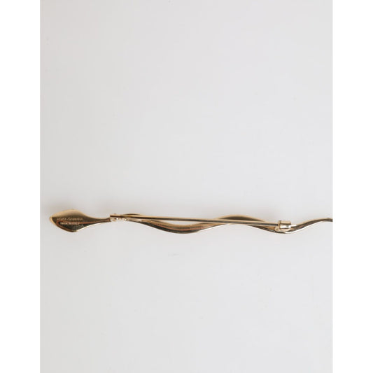 Dolce & Gabbana Gold Brass Red Crystal Spilla Serpente Mens Brooch Pin