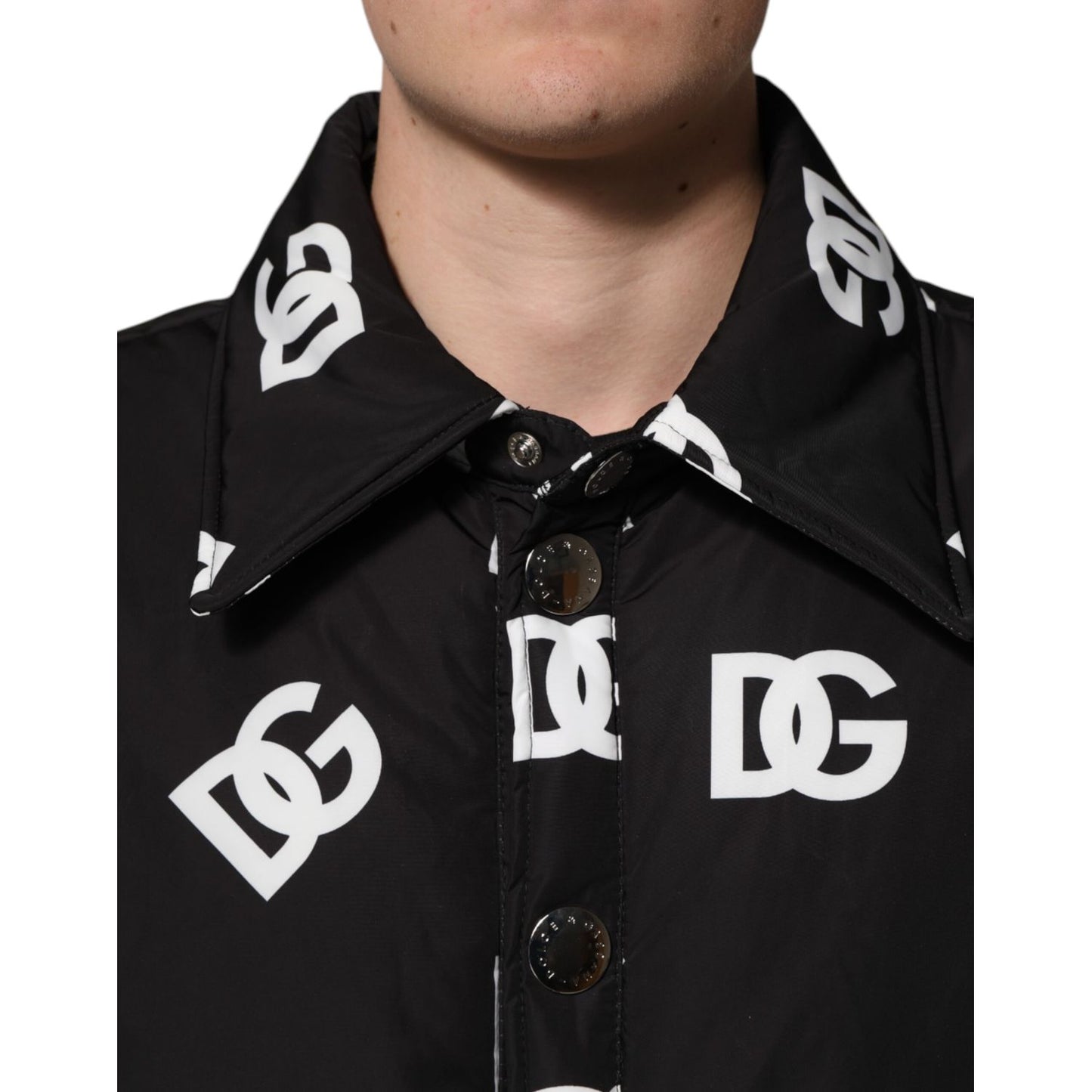 Dolce & Gabbana Black DG Monogram Nylon Windbreaker Jacket
