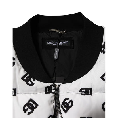 Dolce & Gabbana White DG Monogram Full Zip Quilted Jacket
