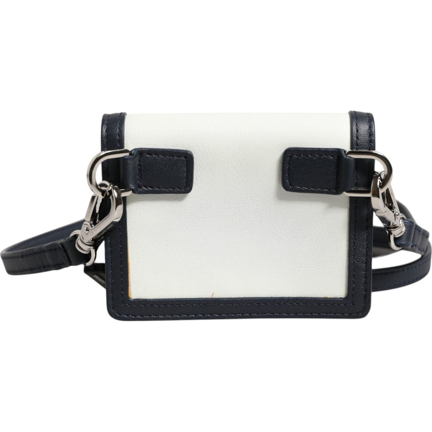 Dolce & Gabbana Beige Black Leather Card Holder Crossbody Men Borse Bag SMY11228