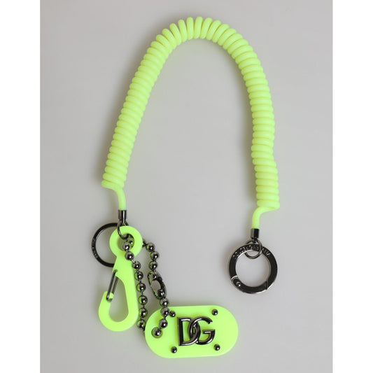 Dolce & Gabbana Green Springy Key Holder DG Logo Men's Keychain Keyring SMY11152