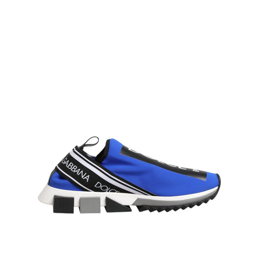 Dolce & Gabbana Blue Logo Low Top Sorrento Sneakers Shoes, featuring blue and black design, rubber sole, made in Italy, logo details visible.