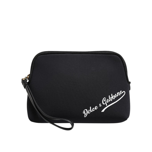 Dolce & Gabbana Black Solid Nylon DG LogoPrint Clutch Zip Borse Pouch Bag BAG4652