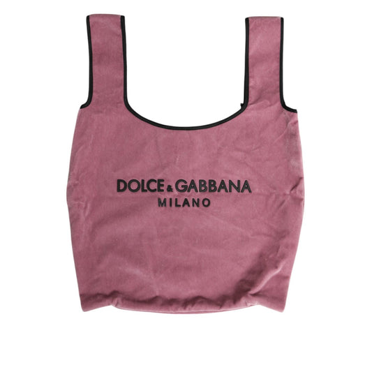 Dolce & Gabbana Pink Cotton Velvet DG MILANO Shoulder Shopping Borse Bag BAG4673