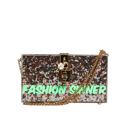 Dolce & Gabbana Multicolor PurseBox Fashion Sinner Glitter Crossbody Bag