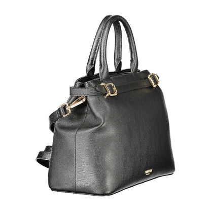 Twinset Black Polyethylene Women Handbag with detachable shoulder strap and dual compartments