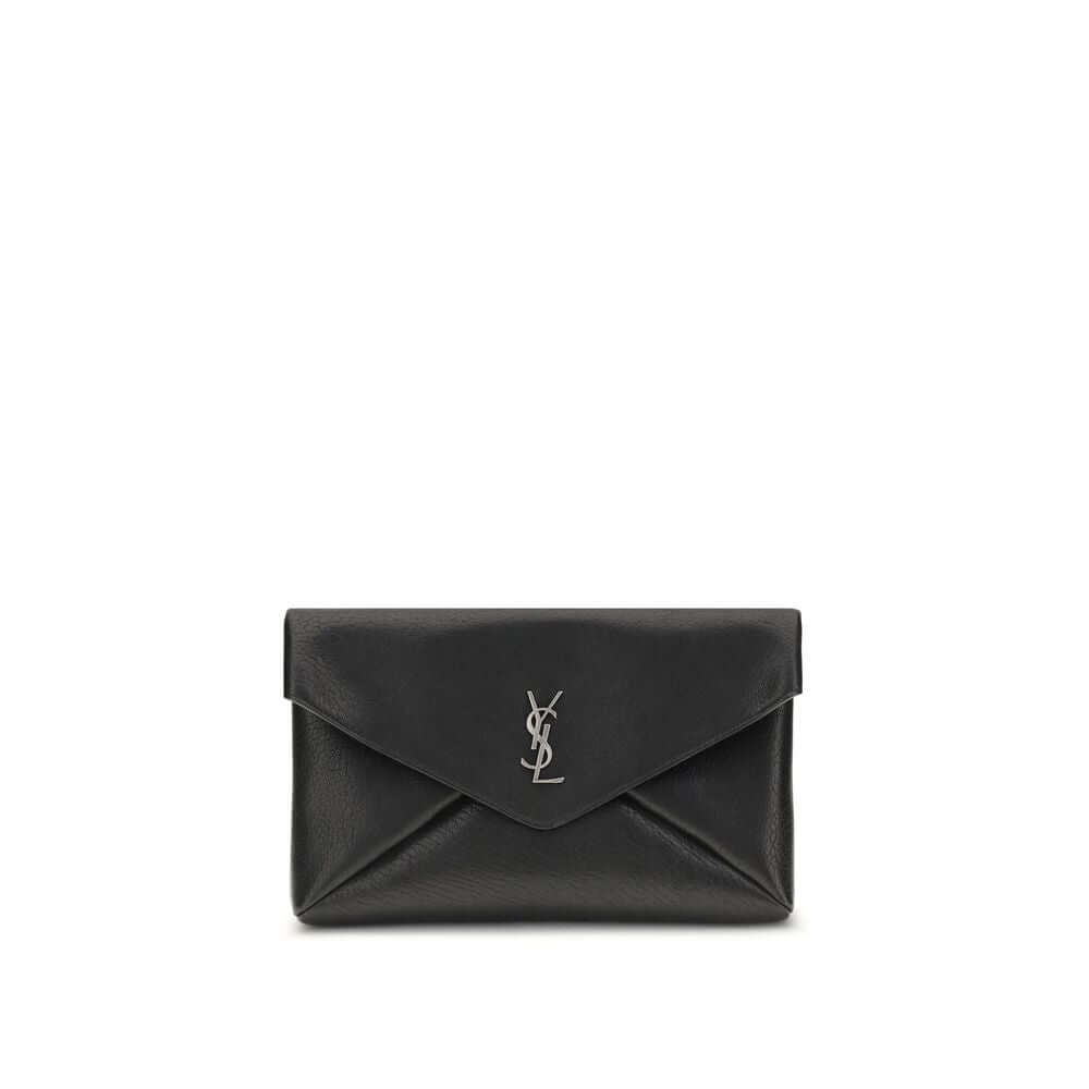 Saint Laurent Black Calf Leather Bos Taurus Clutch Bag