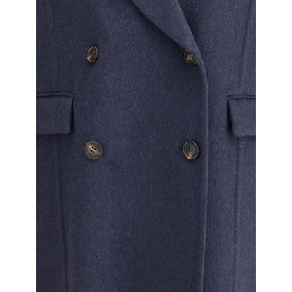 Brunello Cucinelli Blue Cashmere Coat