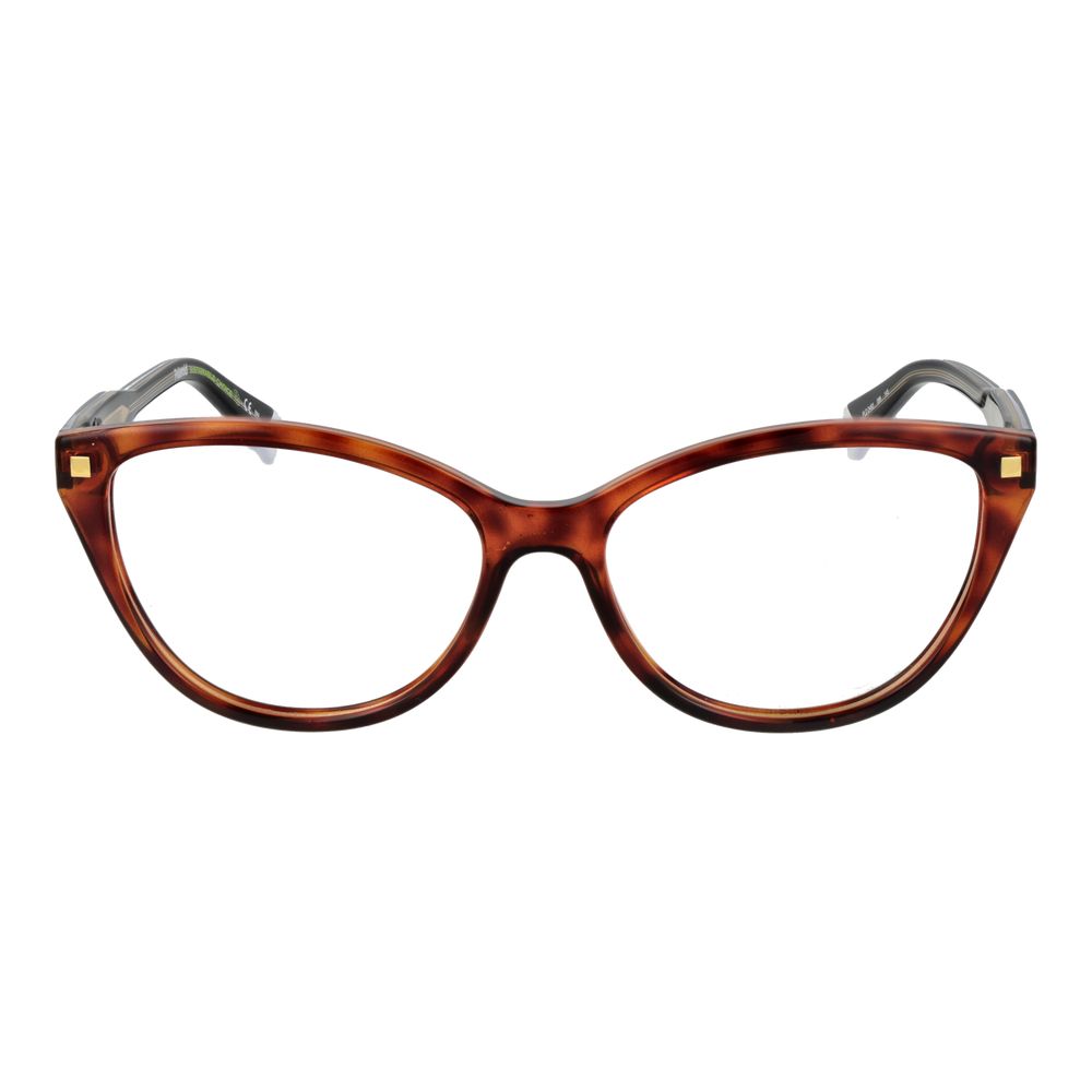 Polaroid Brown Women Glasses Frame, full-rim cat eye style with cellulose propionate material, size 55-11-145, brown frame and demo lenses.