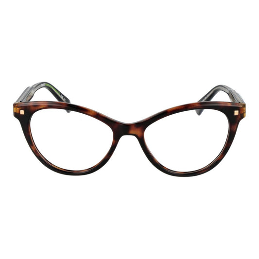 Polaroid Brown Women Glasses Frame in full-rim cat eye style with plastic frame and demo lenses.