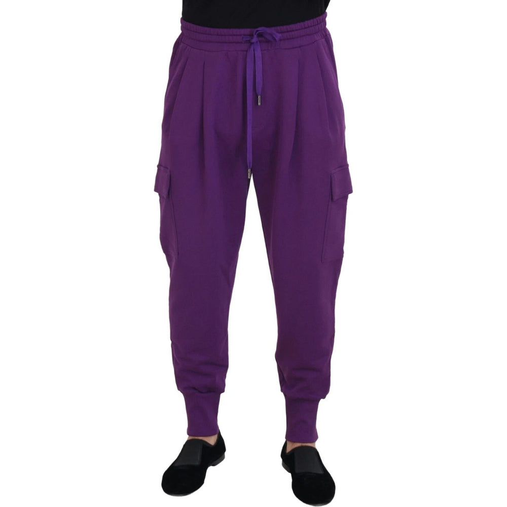 Dolce & Gabbana Purple Cotton Cargo Sweatpants Jogging Pants PAN74245-58