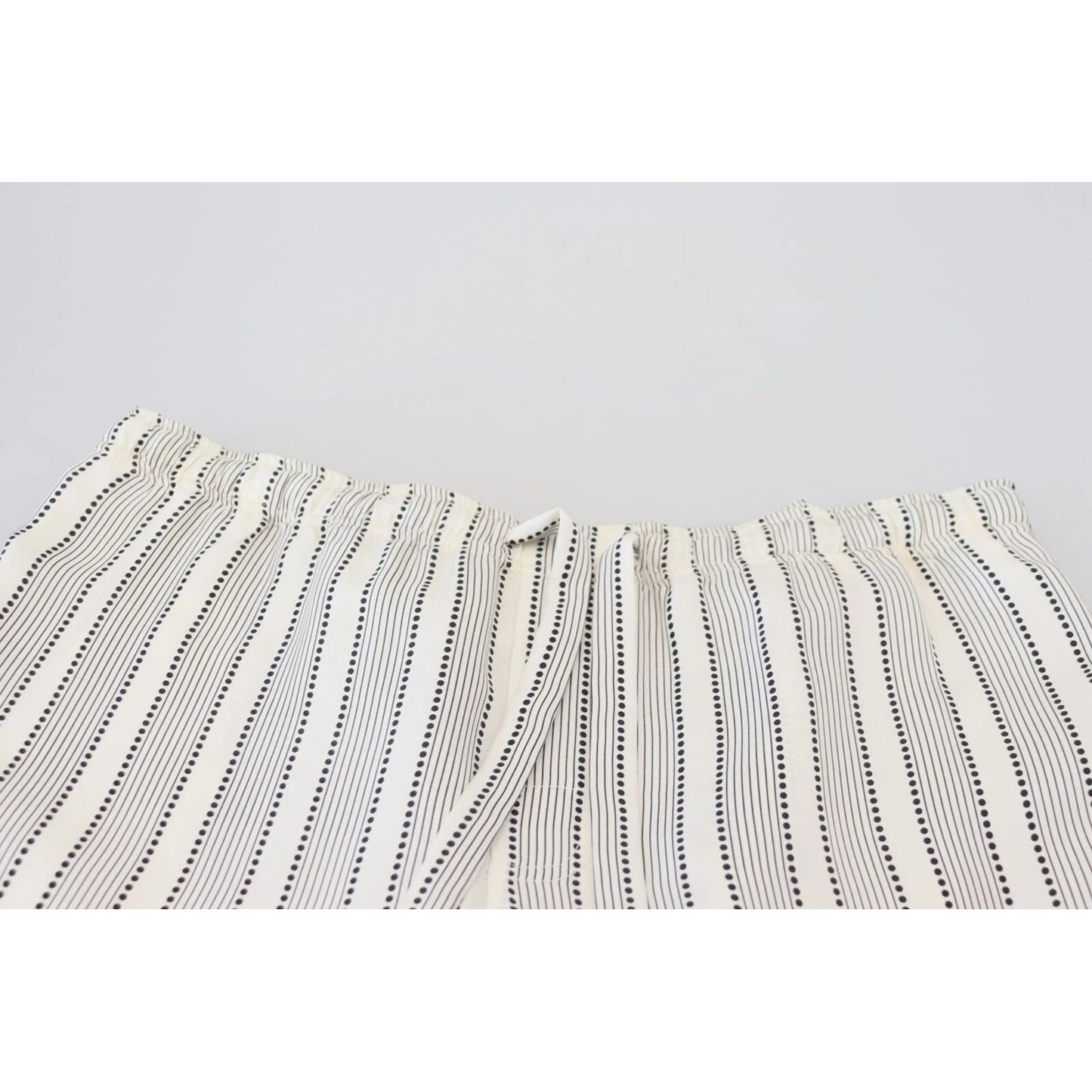 Dolce & Gabbana White Stripes Silk Lounge Trouser Pants