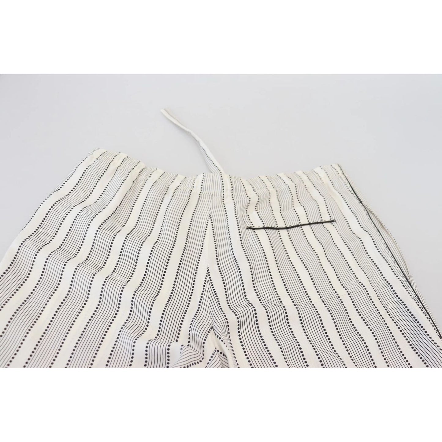 Dolce & Gabbana White Stripes Silk Lounge Trouser Pants