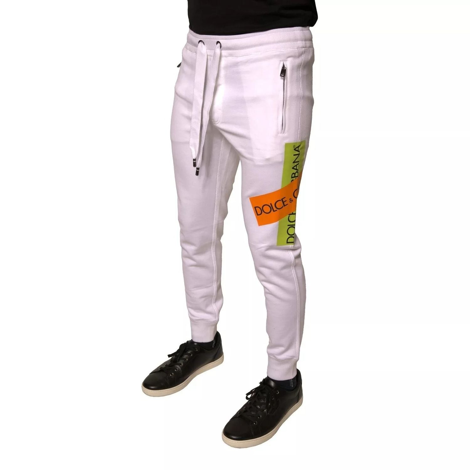 Dolce & Gabbana White Logo Tape Jogger Cotton Sweatpant Pants