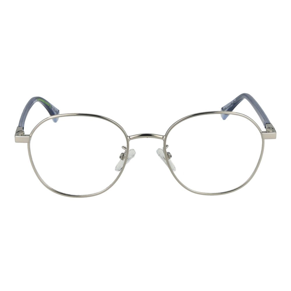 Front view of Polaroid Silver Unisex Glasses Frame in full-rim metal with demo lenses.
