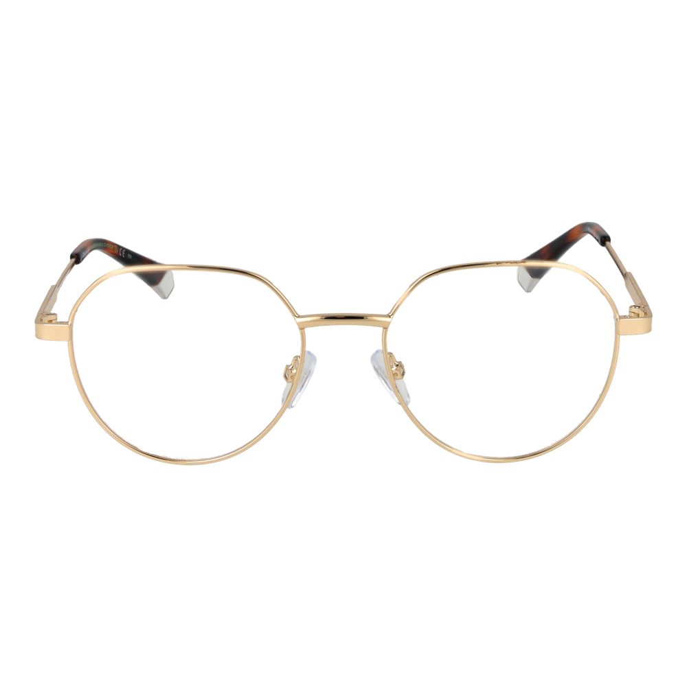 Polaroid Gold Men Glasses Frame with full-rim metal frame in round style, demo lenses and branded case included.
