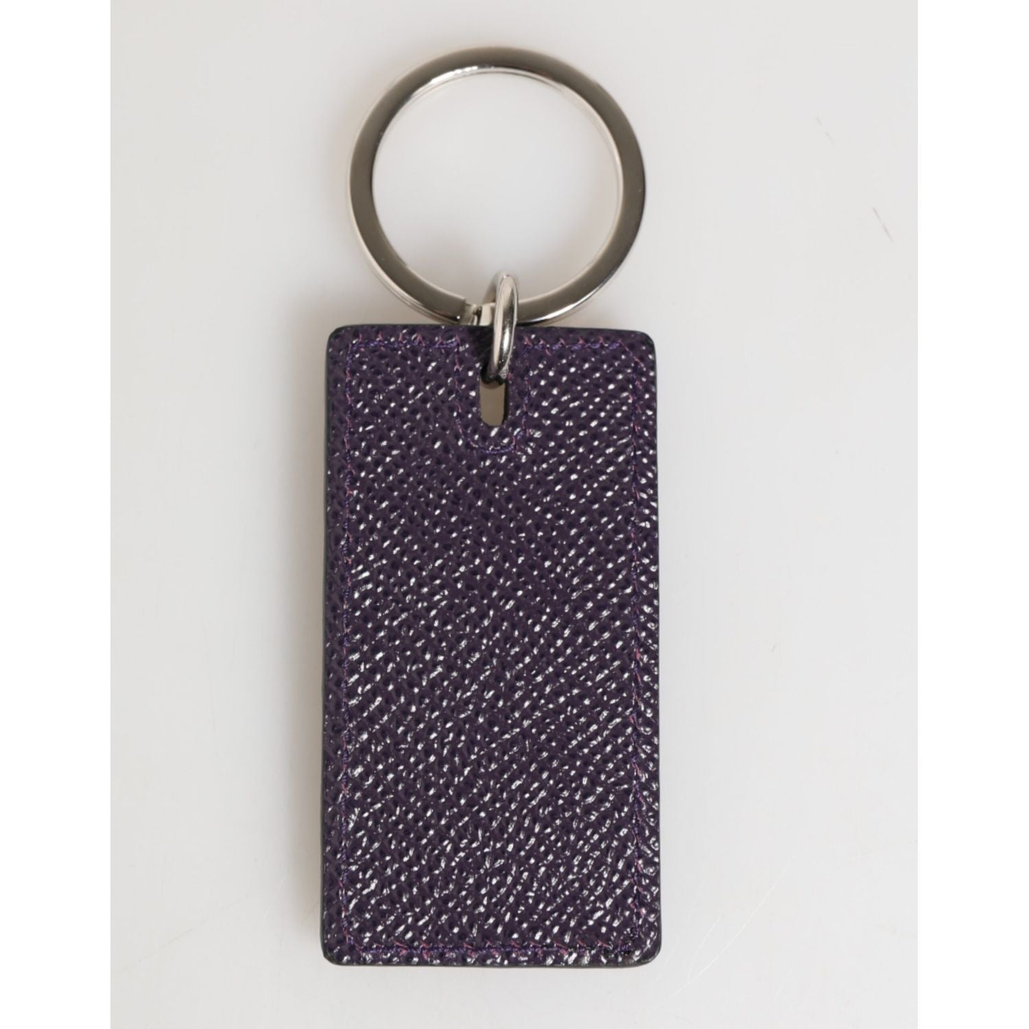 Dolce & Gabbana Violet Leather Logo Metal Ring Men Keychain Keyring