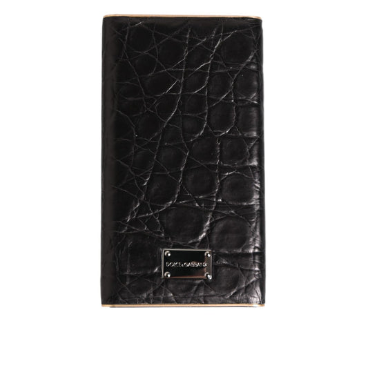 Dolce & Gabbana Black Leather Exotic Skin 3000mAh Power Bank Charger USB with luxurious design, stylish charging accessory.