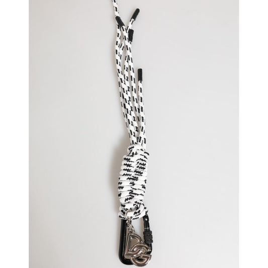 Dolce & Gabbana Multicolor Polyester Tape String DG Logo Keychain Keyring with metal hardware in stylish design.