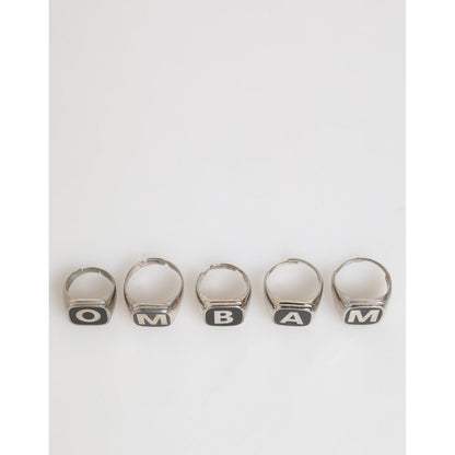 Dolce & Gabbana Silver Tone Brass Lettering Set 5 Pieces Adjustable Ring