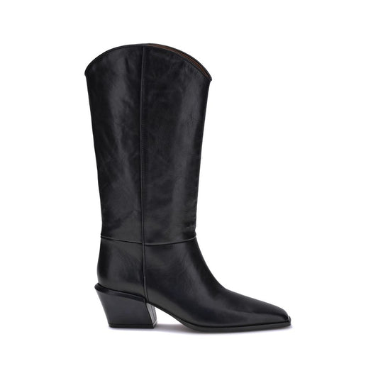 Paris Texas Black Calf Leather Bos Taurus Ankle Boots