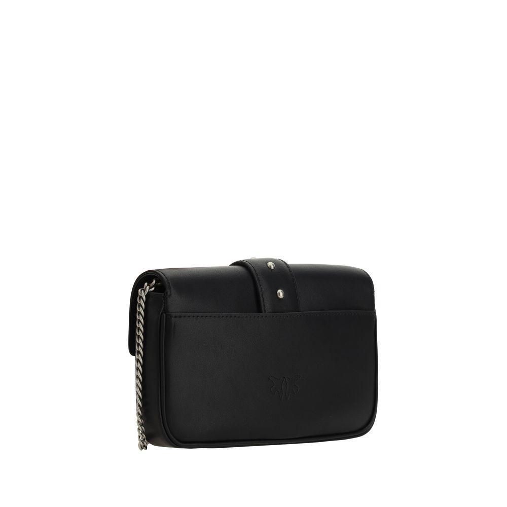 PINKO Black Calf Leather Bos Taurus Shoulder Bag