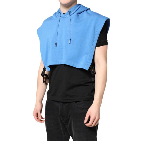 Dolce & Gabbana Blue Cotton Hooded Men Sportswear One Size Vest TSH90318