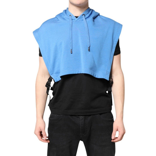 Dolce & Gabbana Blue Cotton Hooded Men Sportswear One Size Vest TSH90318