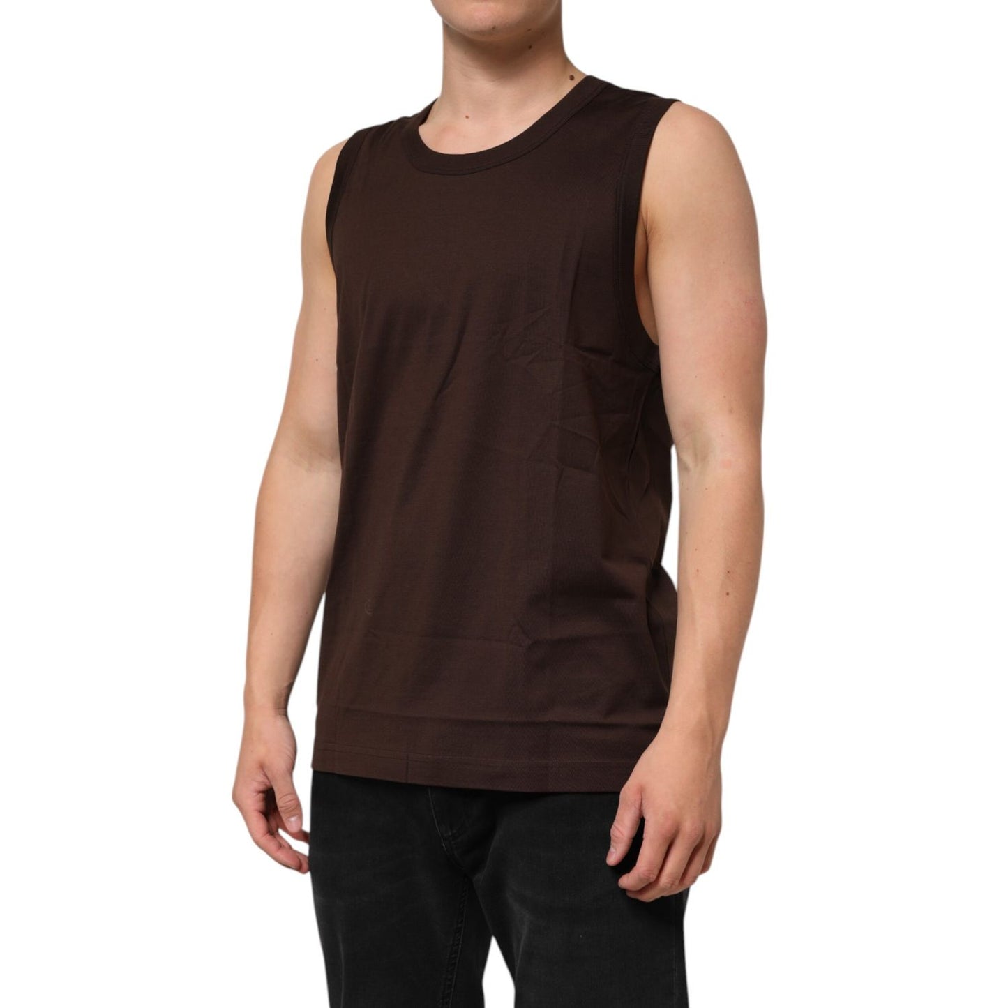 Dolce & Gabbana Brown Cotton Sleeveless Underwear Men Tank Top