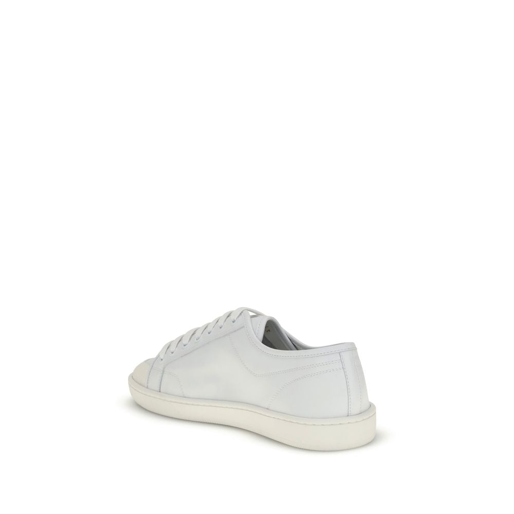 Saint Laurent White Calf Leather Bos Taurus Low Top Sneakers